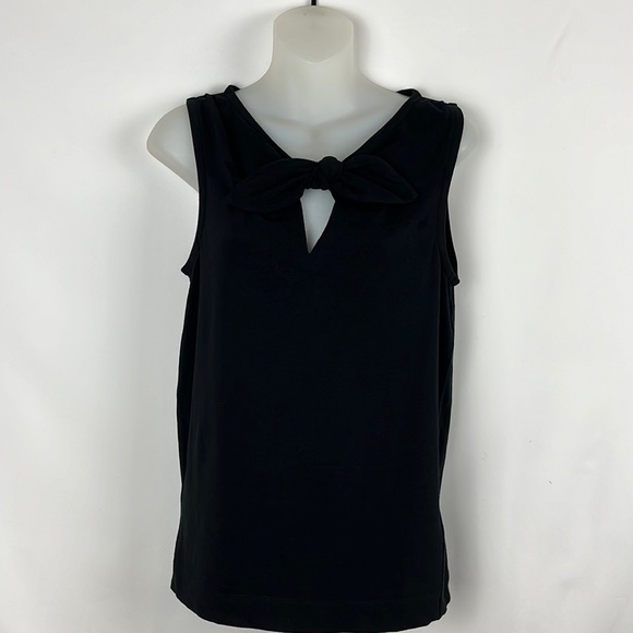 Kate Spade Black Sleeveless Bow & Keyhole Front Shirt Top Size M - Picture 1 of 6